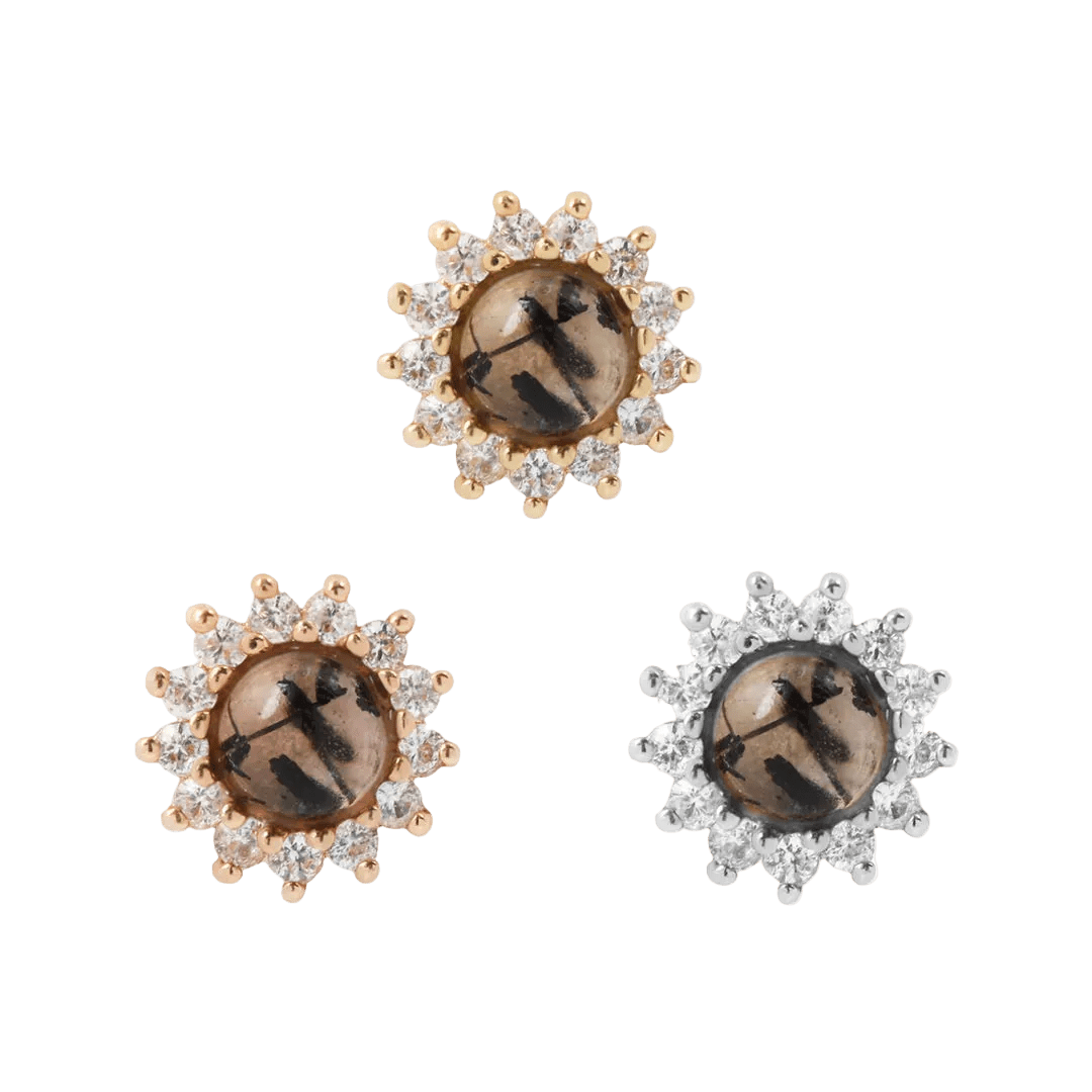 Delphine Tourmalinated Quartz – 14K Gold Threadless End - piercing - zone.com