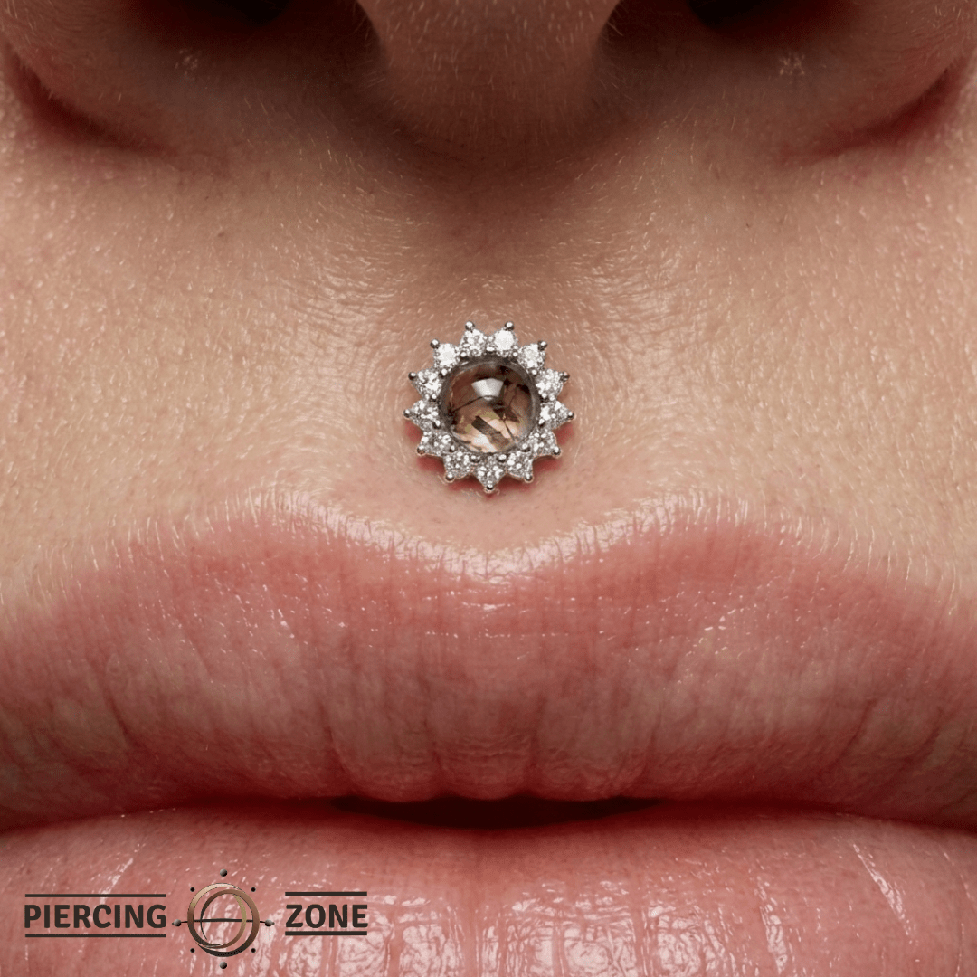 Delphine Tourmalinated Quartz – 14K Gold Threadless End - piercing - zone.com