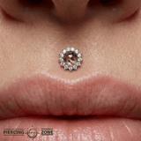 Delphine Tourmalinated Quartz – 14K Gold Threadless End - piercing - zone.com
