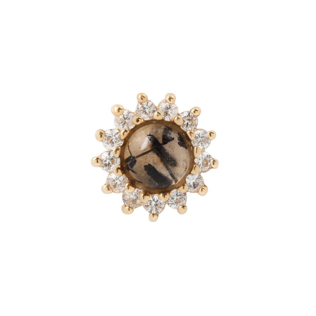 Delphine Tourmalinated Quartz – 14K Gold Threadless End - piercing - zone.com