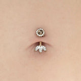 Delphine Tourmalinated Quartz – 14K Gold Threadless End - piercing - zone.com