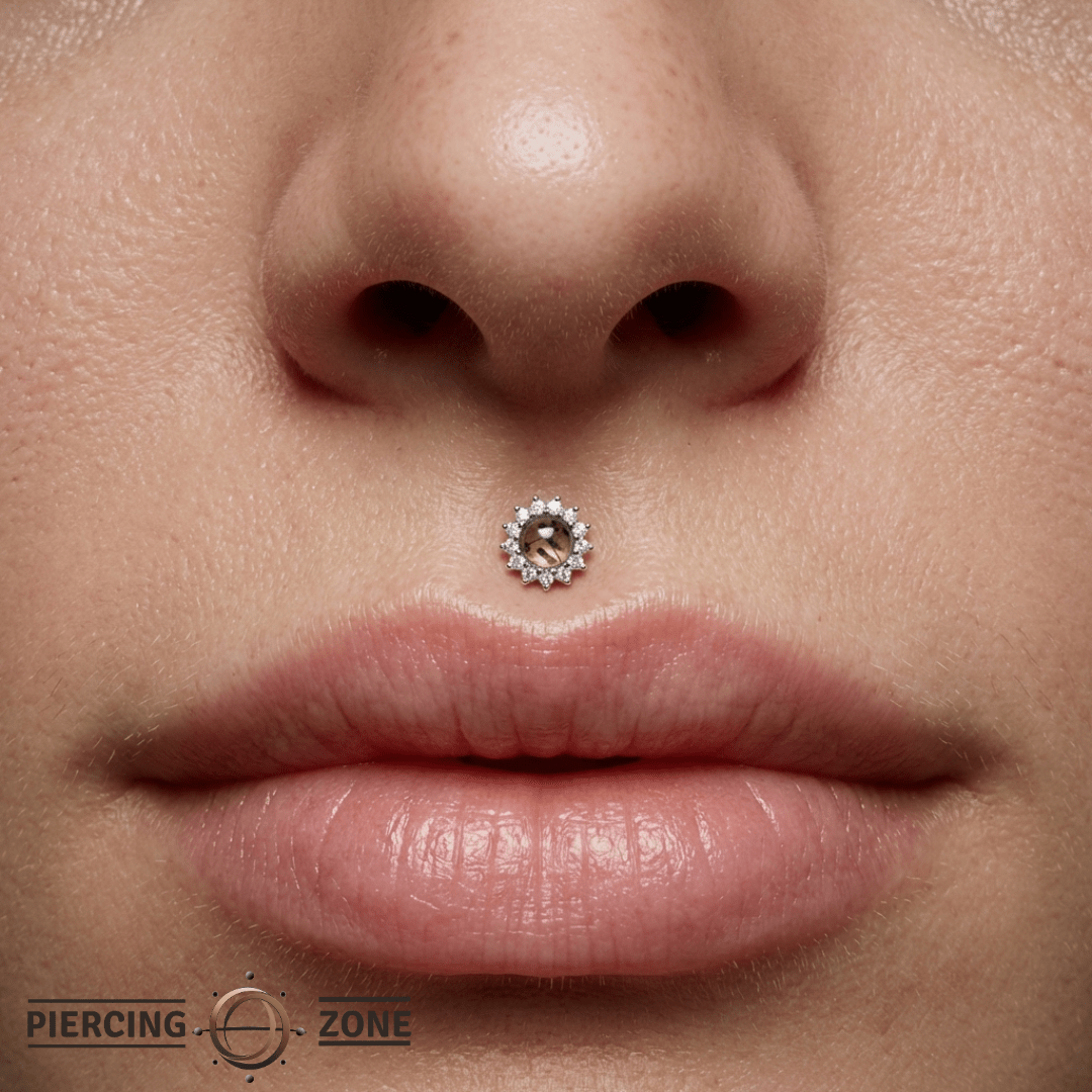 Delphine Tourmalinated Quartz – 14K Gold Threadless End - piercing - zone.com