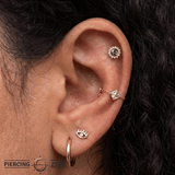 Delphine Tourmalinated Quartz – 14K Gold Threadless End - piercing - zone.com