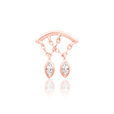 Delphine – White CZ Dangle Duo – 14K Gold Threadless End - piercing - zone.com