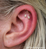 Delphine – White CZ Dangle Duo – 14K Gold Threadless End - piercing - zone.com