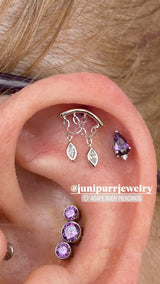 Delphine – White CZ Dangle Duo – 14K Gold Threadless End - piercing - zone.com