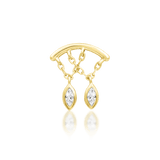 Delphine – White CZ Dangle Duo – 14K Gold Threadless End - piercing - zone.com