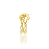 Delphine – White CZ Dangle Duo – 14K Gold Threadless End - piercing - zone.com