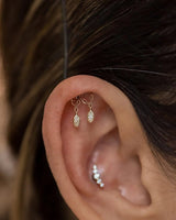 Delphine – White CZ Dangle Duo – 14K Gold Threadless End - piercing - zone.com