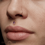 Desden – Amethyst & CZ Duo – 14K Gold Threadless End - piercing - zone.com