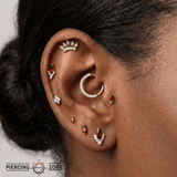 Desden – Garnet + CZ – 14K Gold Threadless End - piercing - zone.com