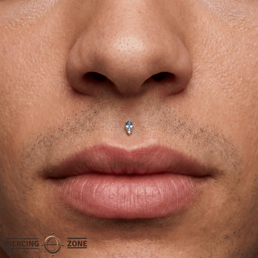 Desden – London Blue Topaz Duo – 14K Gold Threadless End - piercing - zone.com