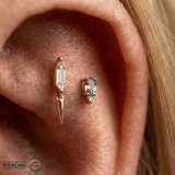 Desden – London Blue Topaz Duo – 14K Gold Threadless End - piercing - zone.com