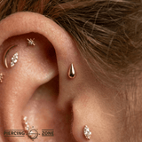 Dew Drop Pin - 14K Gold Drop Threadless End - piercing - zone.com