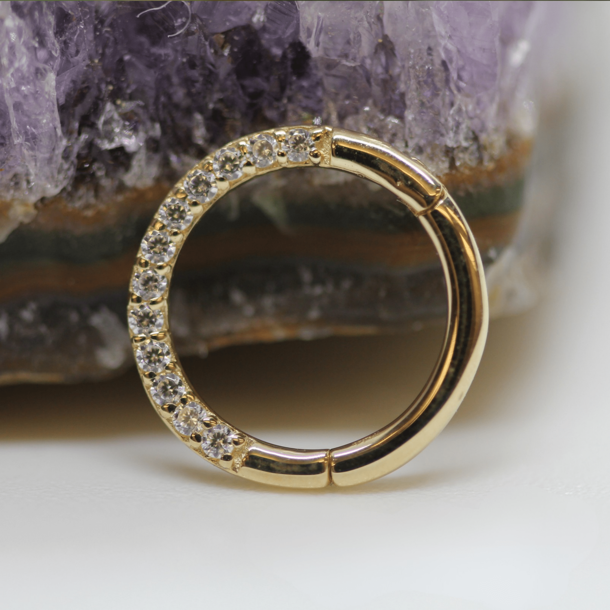 Dia – 14K Gold Swarovski CZ Clicker - piercing - zone.com