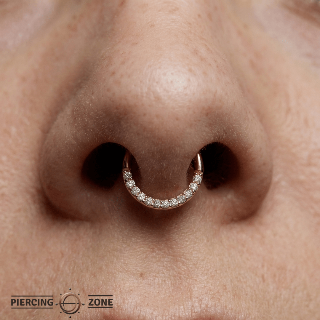 Dia – Genuine Diamonds Pavé Classic – 14K Gold Clicker Ring - piercing - zone.com