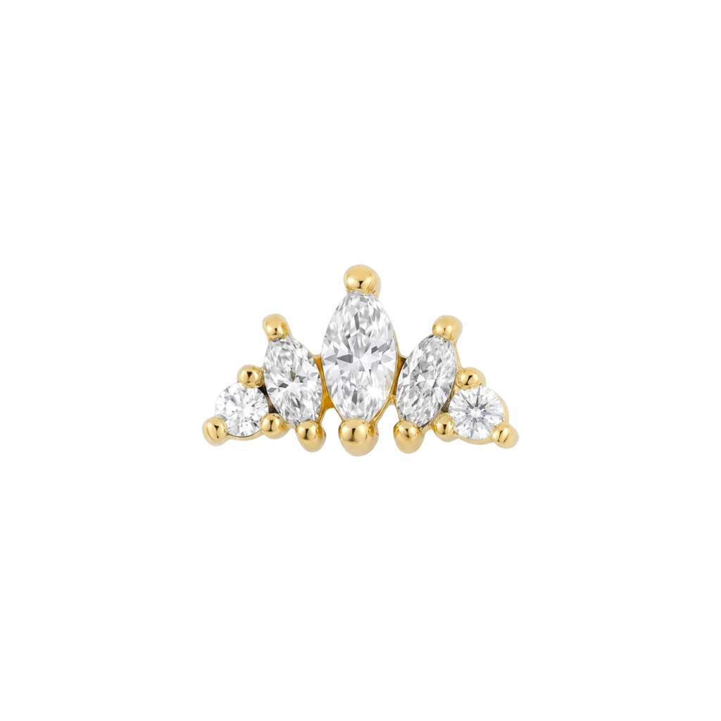 Diadem - 18K Gold Gem Threadless/Threaded End - piercing-zone.com