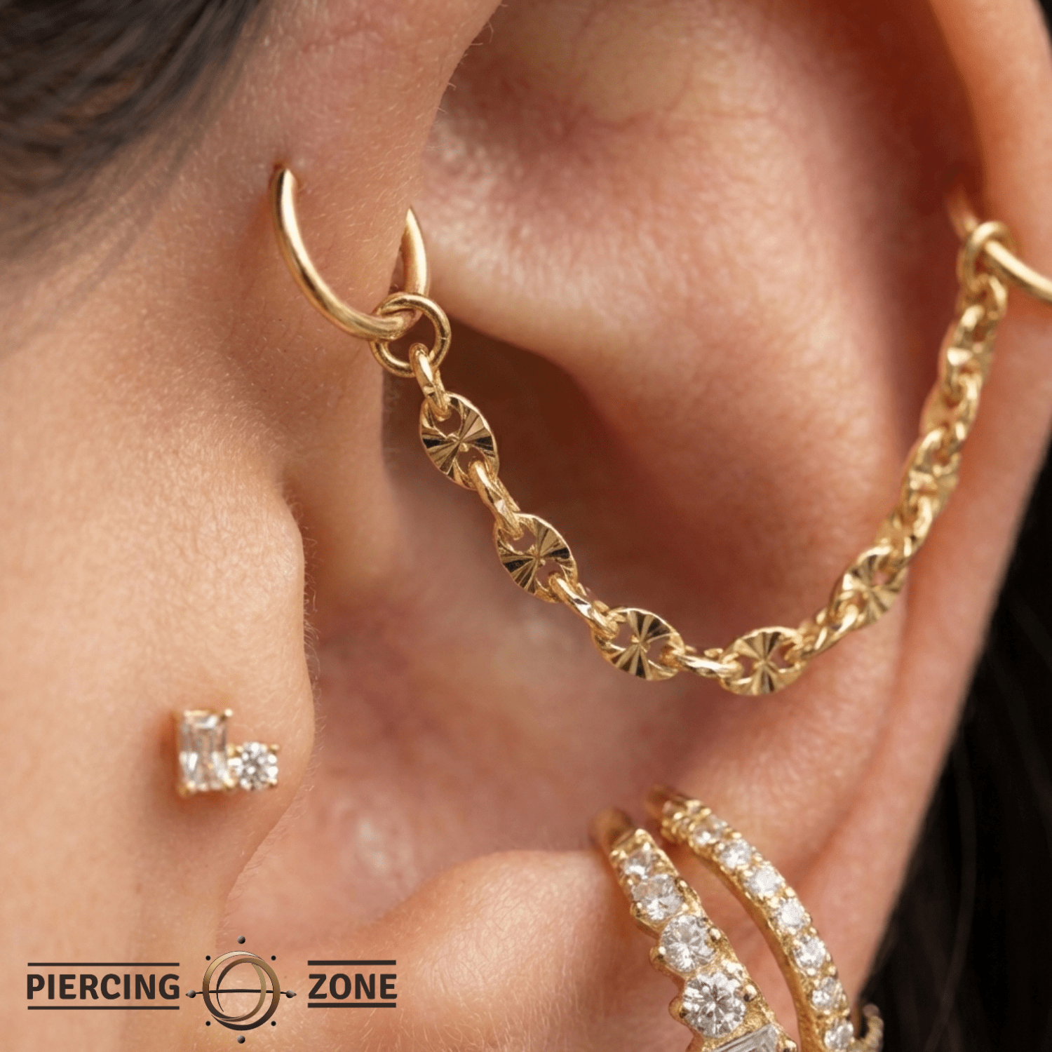 Diamond Cut Anchor Chain – 14K Gold Piercing Chain - piercing - zone.com