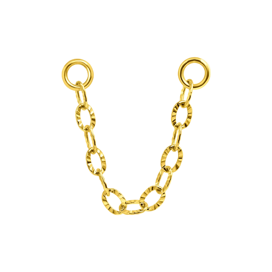 Diamond Cut Link Chain – 14K Gold Piercing Chain - piercing - zone.com