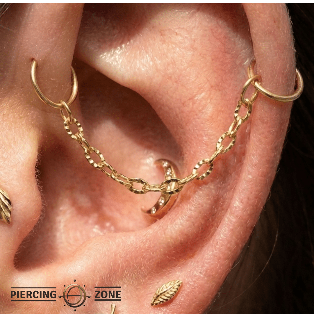 Diamond Cut Link Chain – 14K Gold Piercing Chain - piercing - zone.com