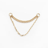 Diamond Cut + Side Chain – 14K Gold Dual Chain Accent - piercing - zone.com