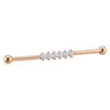 Diamond Line - 14K Gold Gem Straight Barbell - piercing - zone.com
