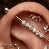 Diamond Line - 14K Gold Gem Straight Barbell - piercing - zone.com