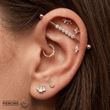 Diamond Line - 14K Gold Gem Straight Barbell - piercing - zone.com