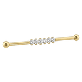 Diamond Line - 14K Gold Gem Straight Barbell - piercing - zone.com