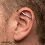 Diamond Line - 14K Gold Gem Straight Barbell - piercing - zone.com