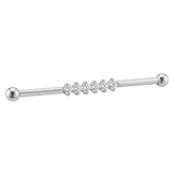 Diamond Line - 14K Gold Gem Straight Barbell - piercing - zone.com