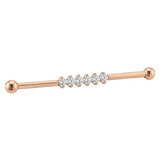 Diamond Line - 14K Gold Gem Straight Barbell