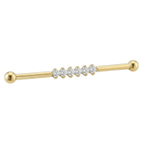 Diamond Line - 14K Gold Gem Straight Barbell