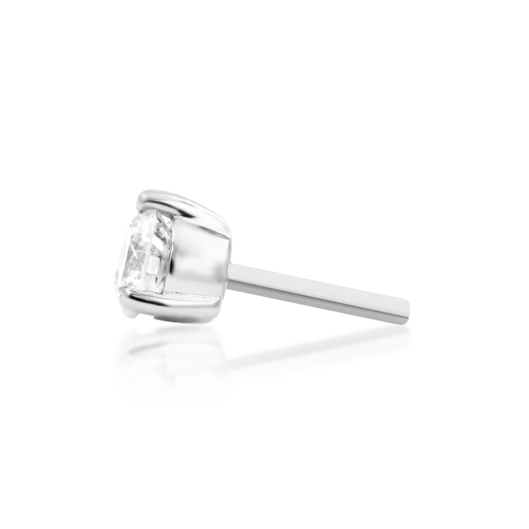 Diamond Prong – Lab Diamond Solitaire – 14K Gold Threadless End - piercing - zone.com