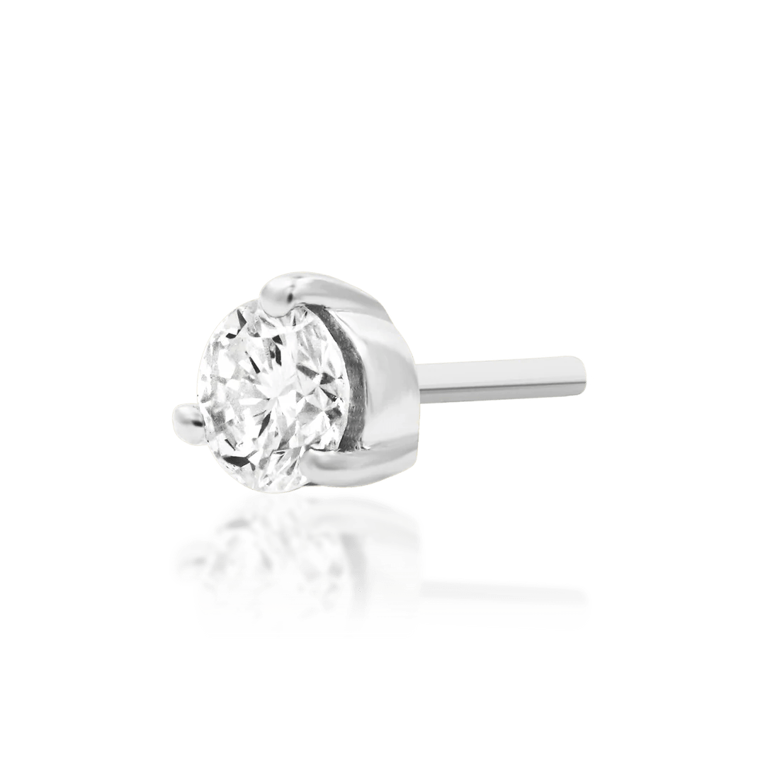 Diamond Prong – Lab Diamond Solitaire – 14K Gold Threadless End - piercing - zone.com