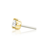 Diamond Prong – Lab Diamond Solitaire – 14K Gold Threadless End - piercing - zone.com