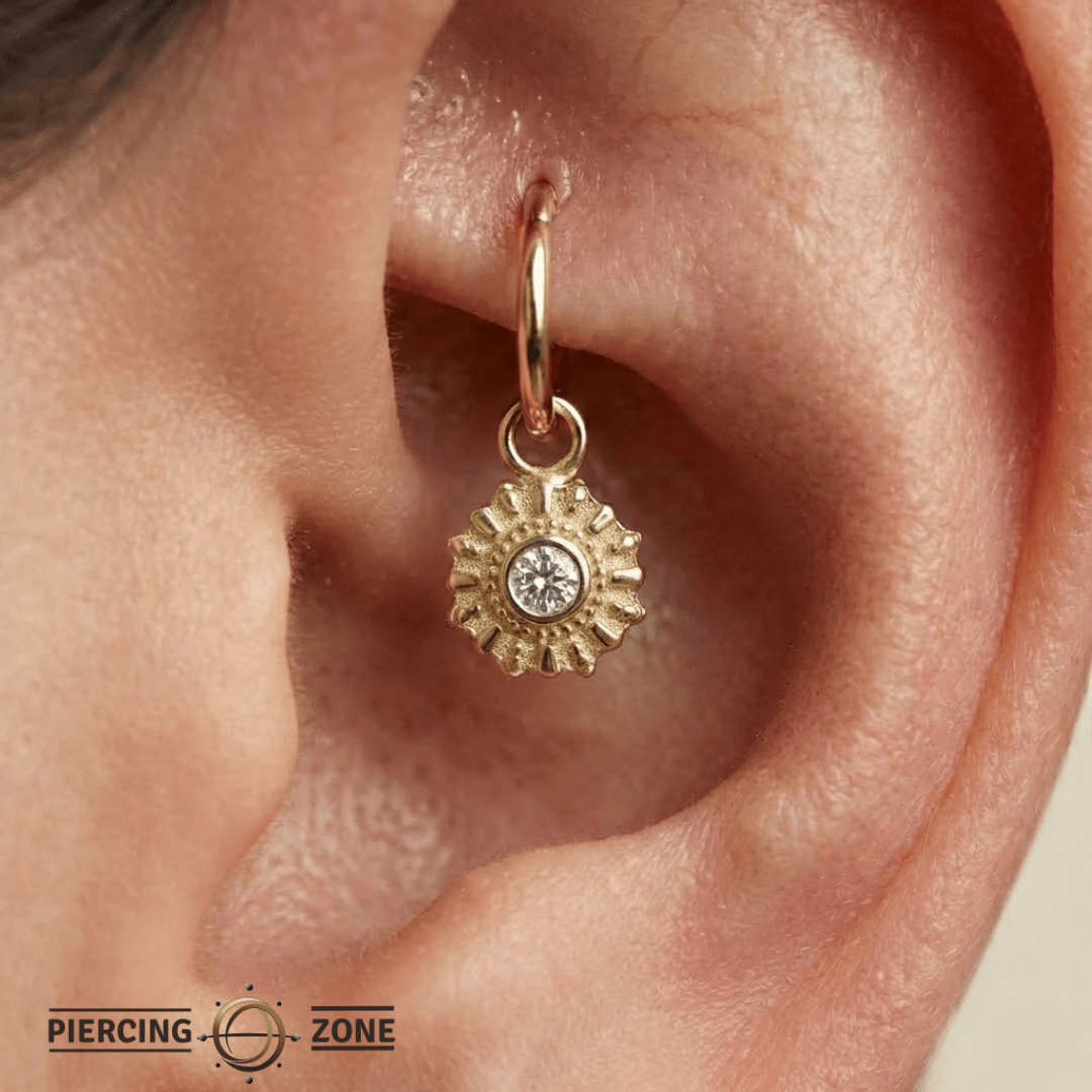 Diana – 14K & 18K Gold Gemstone Charm - piercing - zone.com