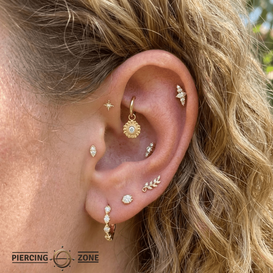 Diana – 14K & 18K Gold Gemstone Charm - piercing - zone.com