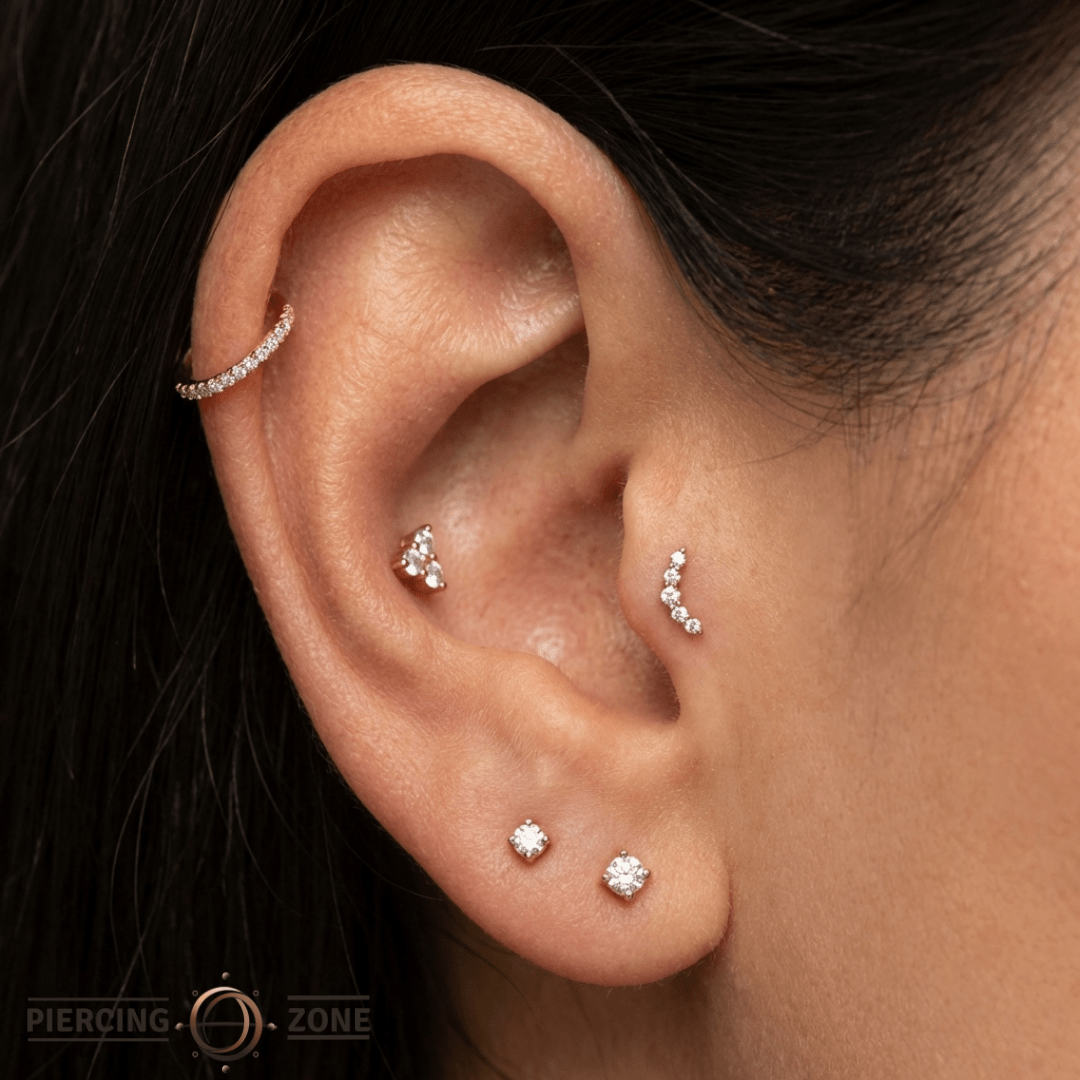 Diem – Diamond Arc Curve – 14K Gold Threadless End - piercing - zone.com