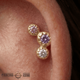 Dig It – Amethyst, Pink Sapphire & White Topaz – 14K Gold Threadless End - piercing - zone.com