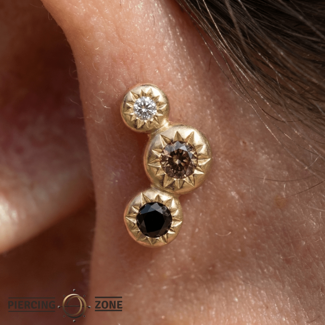 Dig It – Smoky Quartz, Black Spinel & White Topaz – 14K Gold Threadless End - piercing - zone.com