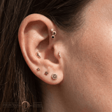 Dig It – Smoky Quartz, Black Spinel & White Topaz – 14K Gold Threadless End - piercing - zone.com