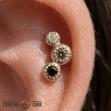 Dig It – Smoky Quartz, Black Spinel & White Topaz – 14K Gold Threadless End - piercing - zone.com