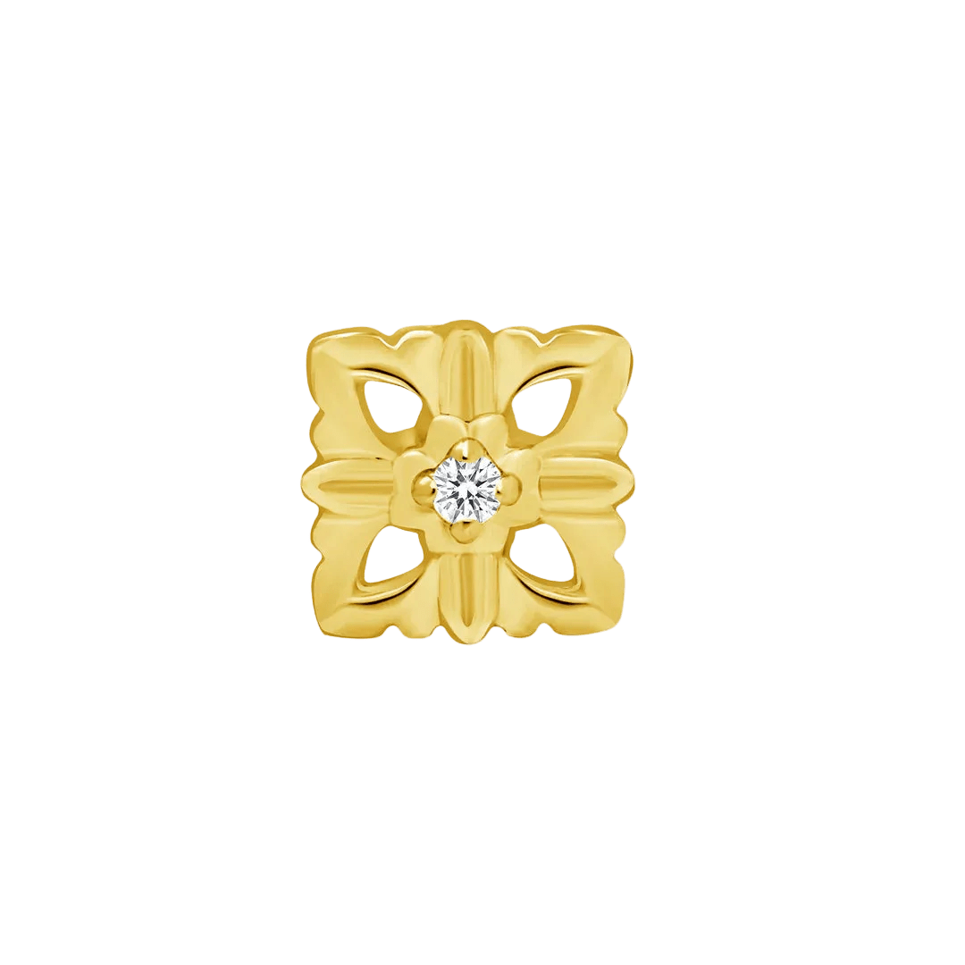 Dora – 14K/18K Gold Round Gem Threadless End - piercing - zone.com
