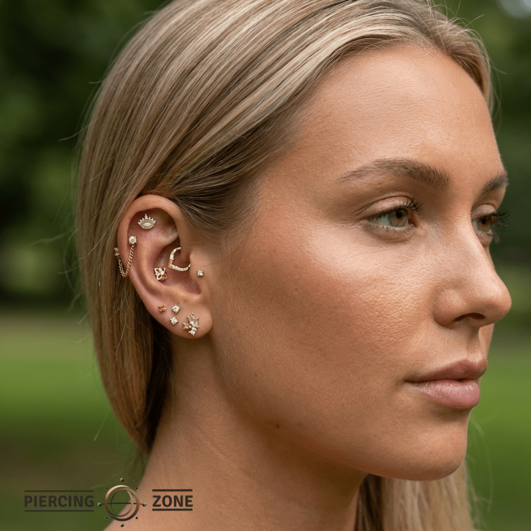 Dora – 14K/18K Gold Round Gem Threadless End - piercing - zone.com