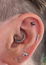 Double Agent – 14K Gold Reversible CZ Clicker Ring - piercing - zone.com