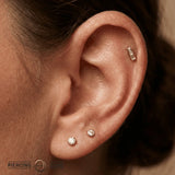 Double Baguette Bar – 14K/18K Gold Minimalist Baguette Threadless End - piercing - zone.com