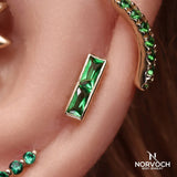 Double Baguette Bar – 14K/18K Gold Minimalist Baguette Threadless End - piercing - zone.com