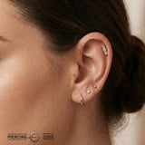 Double Baguette Bar – 14K/18K Gold Minimalist Baguette Threadless End - piercing - zone.com