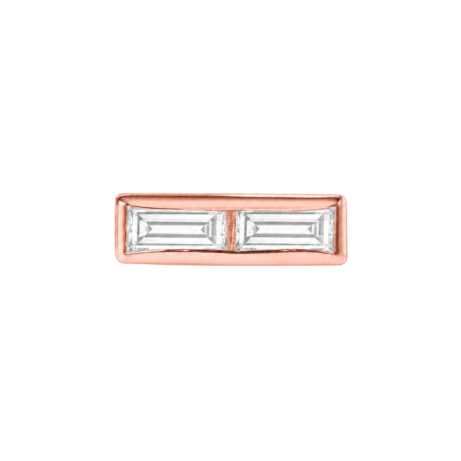 Double Baguette Bar – 14K Gold Threadless/Threaded End - piercing-zone.com